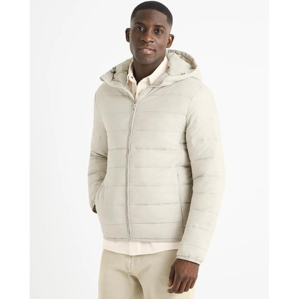 CELIO Men's Vububble Lightweight Quilted Jacket Size XL In Beige